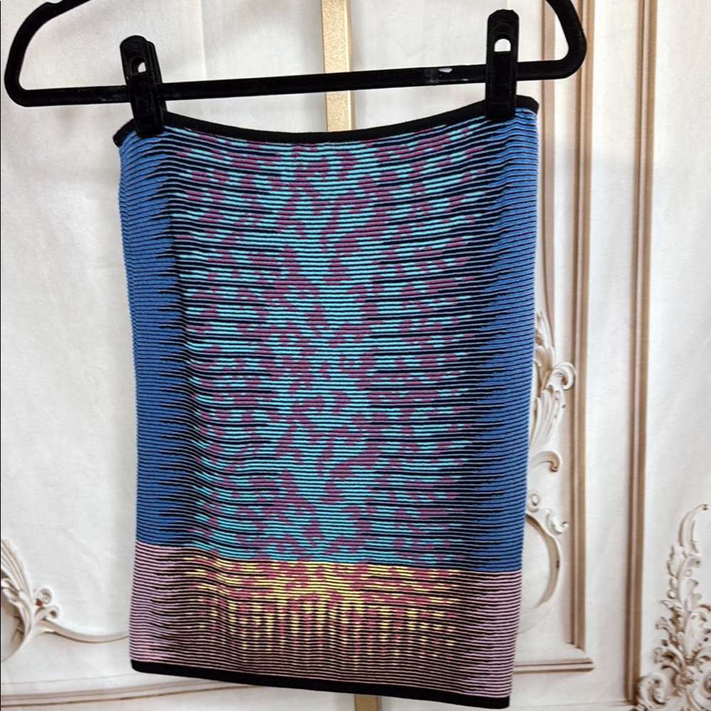 M by Missoni Blue and Brown Mini Pencil Skirt - Picture 2 of 4